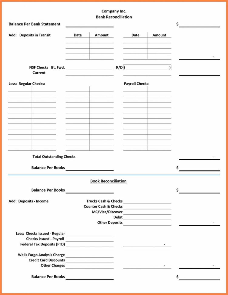 Bank Reconciliation Worksheet