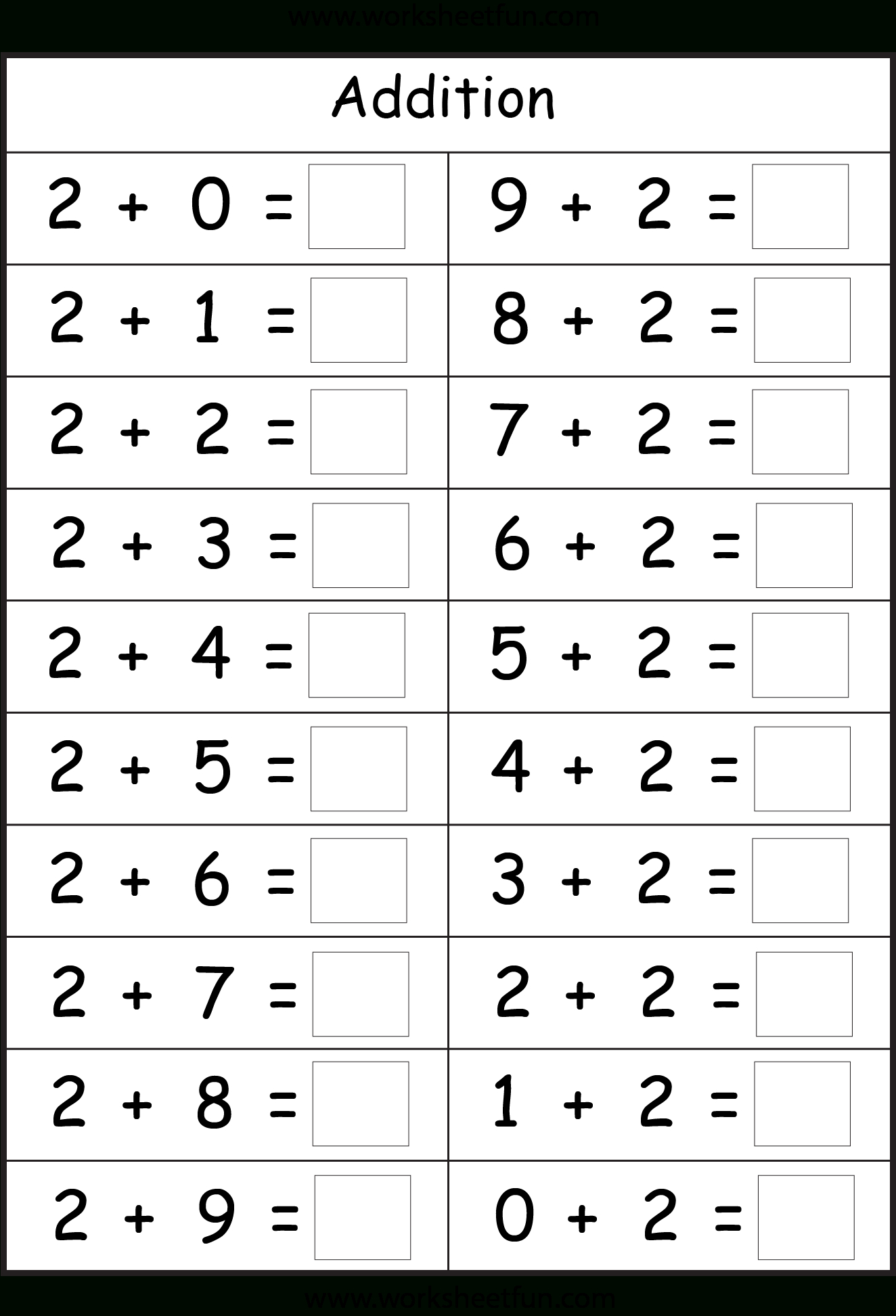 Basic Addition Facts – 8 Worksheets  Free Printable