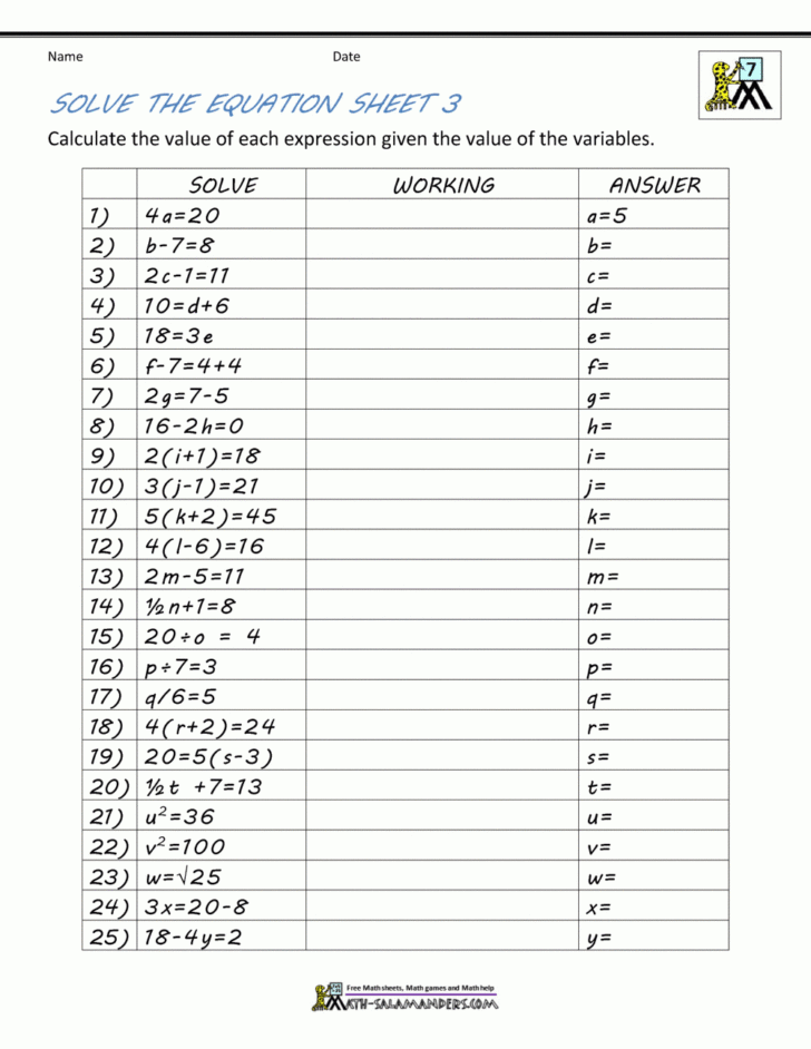 Beginning Algebra Worksheets Db excel