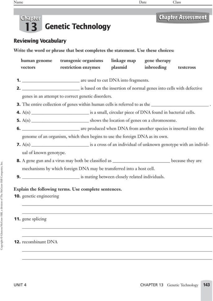 Basic Concepts Recombinant Dna Use With Chapter 13 Section Pdf