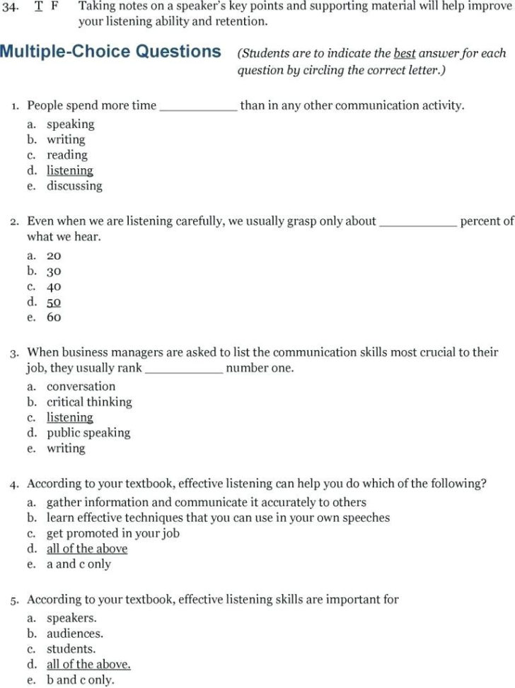 Listening Skills Worksheets