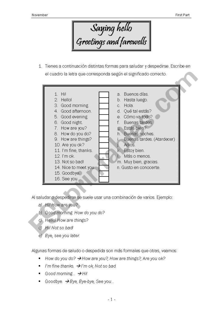 Esl Worksheets For Beginners Adults