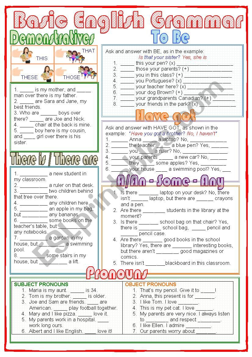 Basic English Free Worksheet