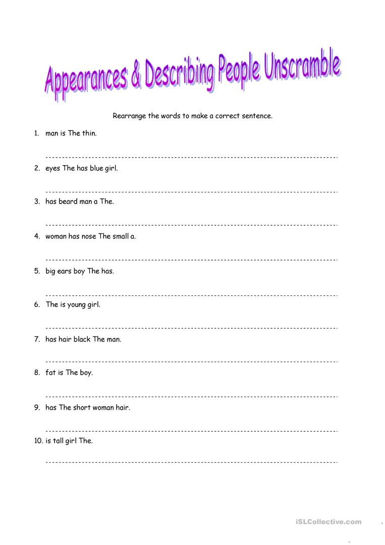 Basic Sentence Structure Worksheet  English Esl Worksheets