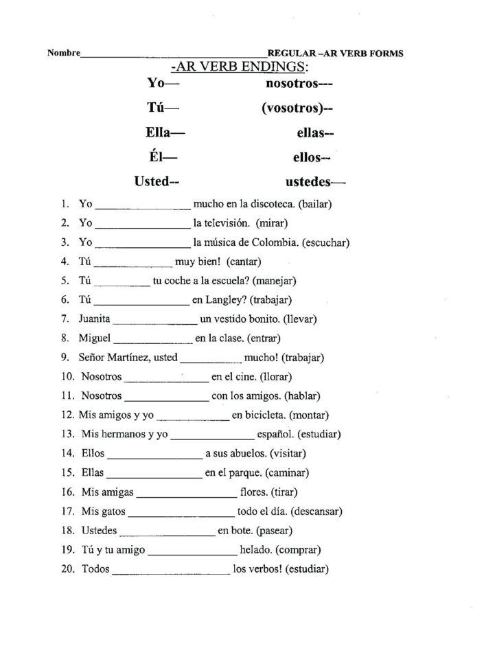 Basic Spanish Worksheets – Outpostsheetco