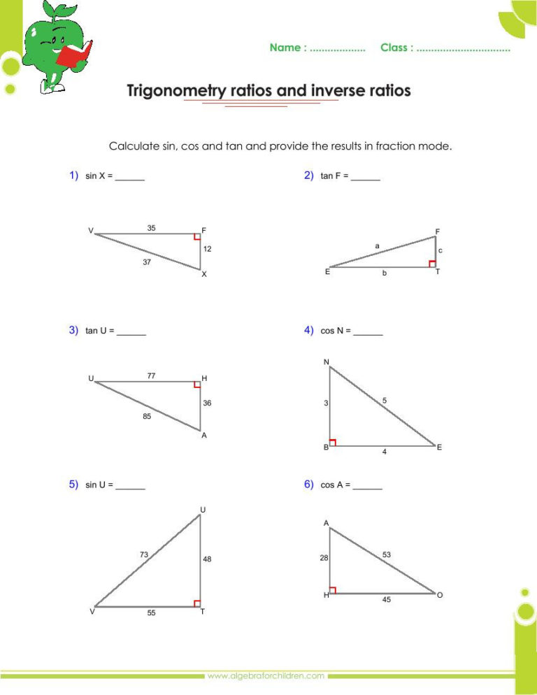 Trigonometry Problems Worksheet — db-excel.com