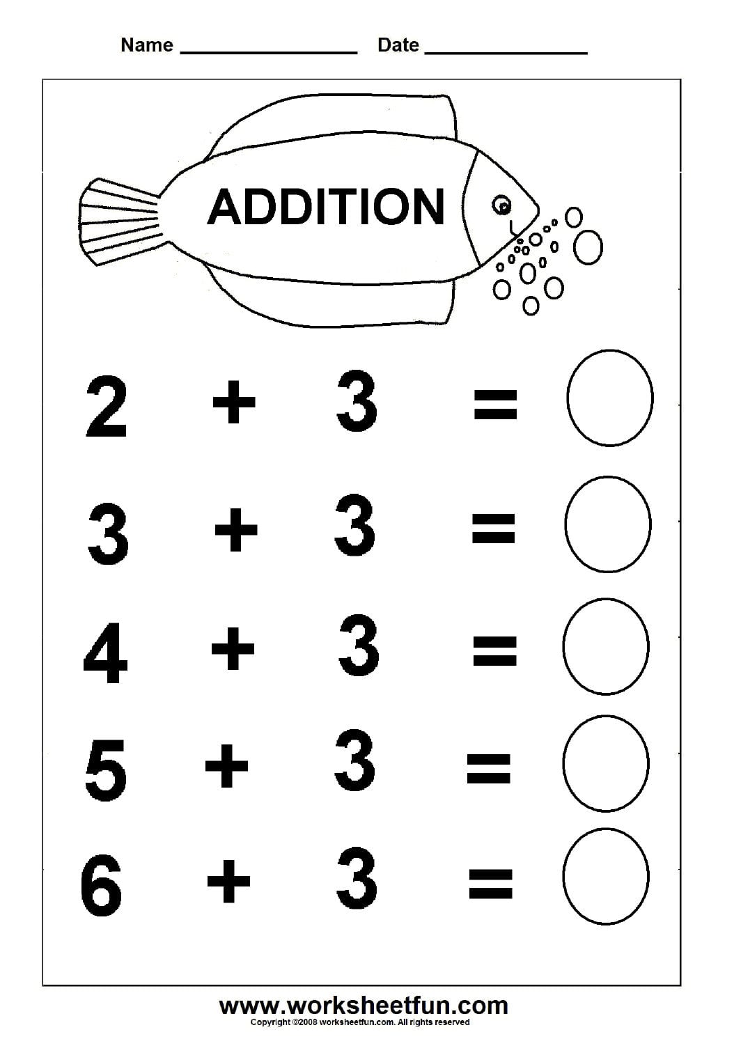 Beginner Addition – 6 Kindergarten Addition Worksheets