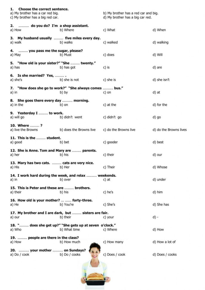 Beginners Multiple Choice Test  4  Interactive Worksheet