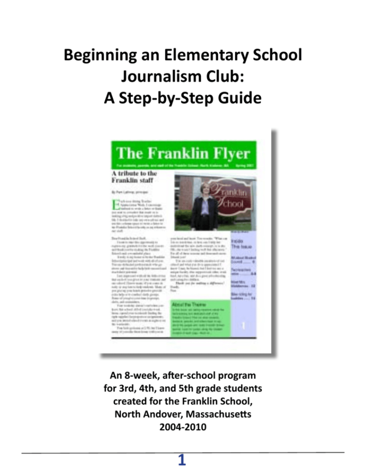 Beginning An Elementary School Journalism Club