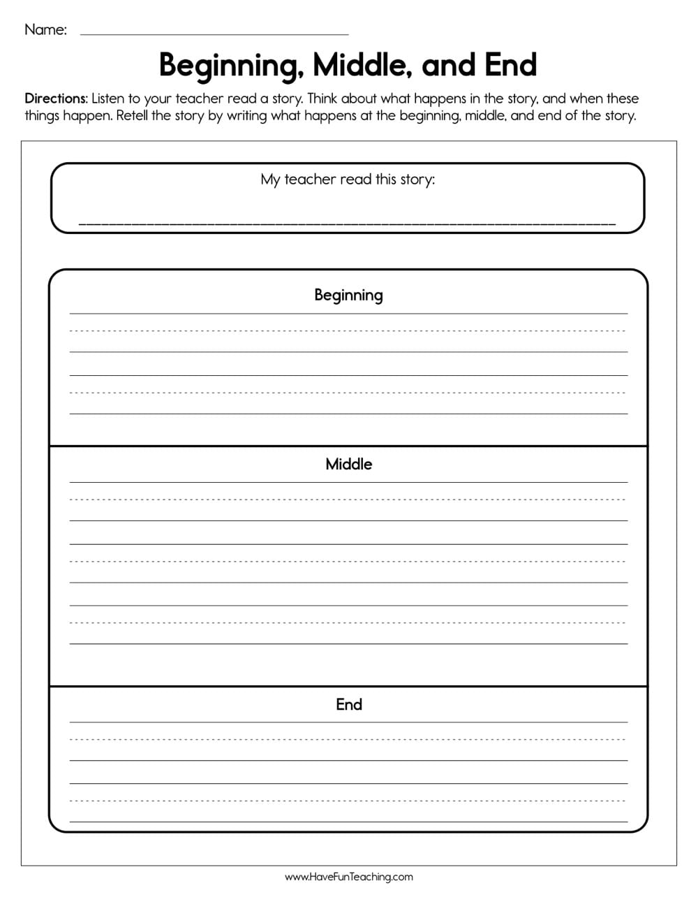 Beginning Middle And End Worksheet  Have Fun Teaching