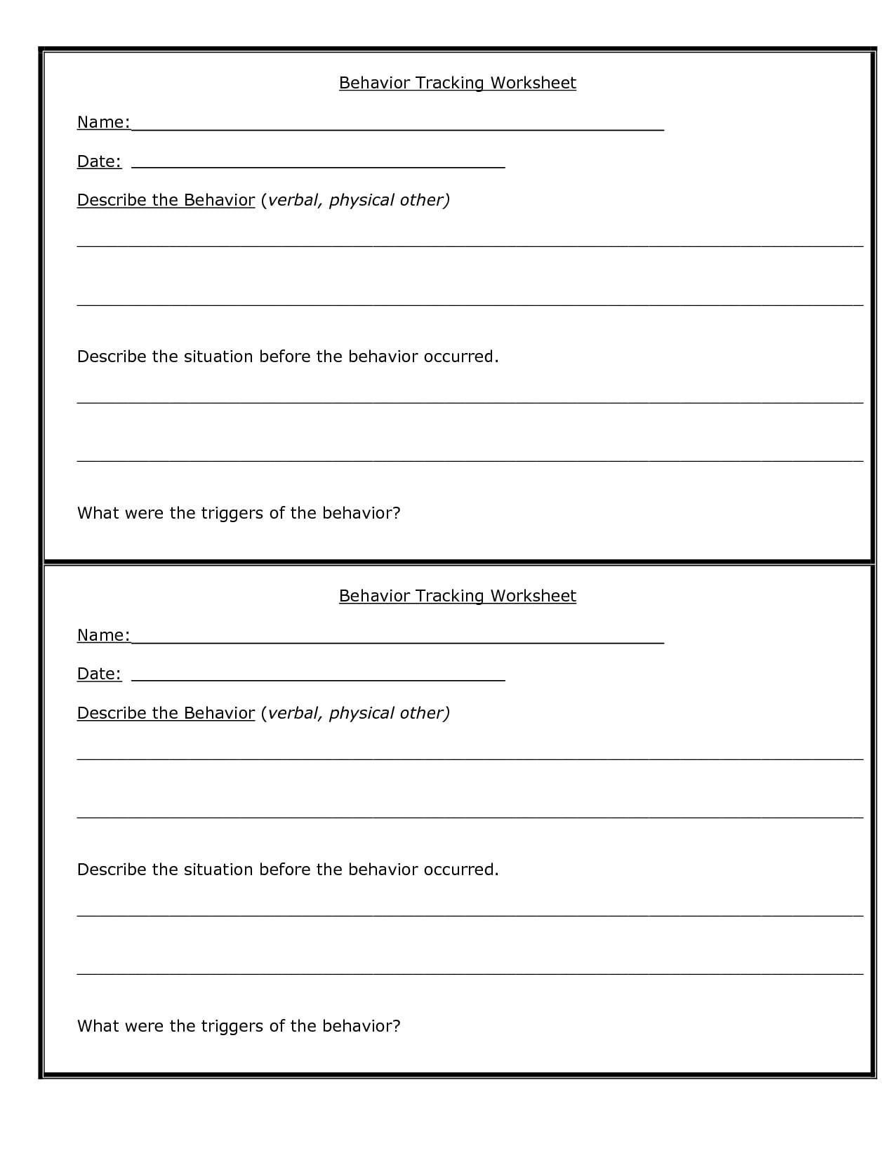Behavior Chain Analysis Worksheet Db excel