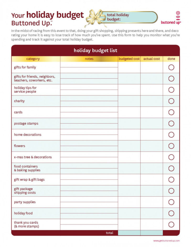 Household Budget Worksheets