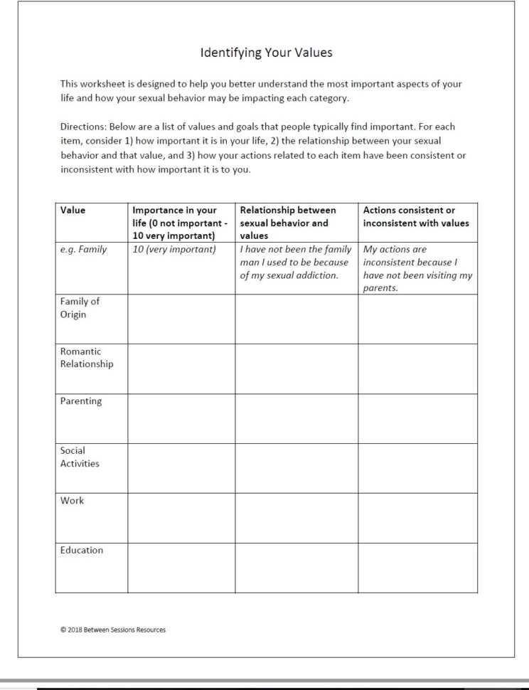 Between Sessions Addiction Therapy Worksheets  Addiction