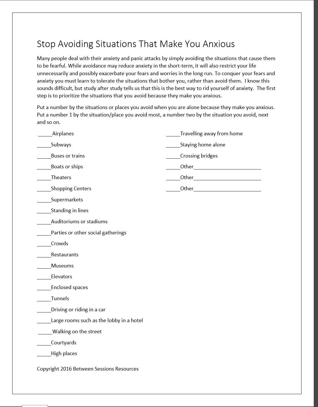 Anxiety Worksheets For Adults Db excel