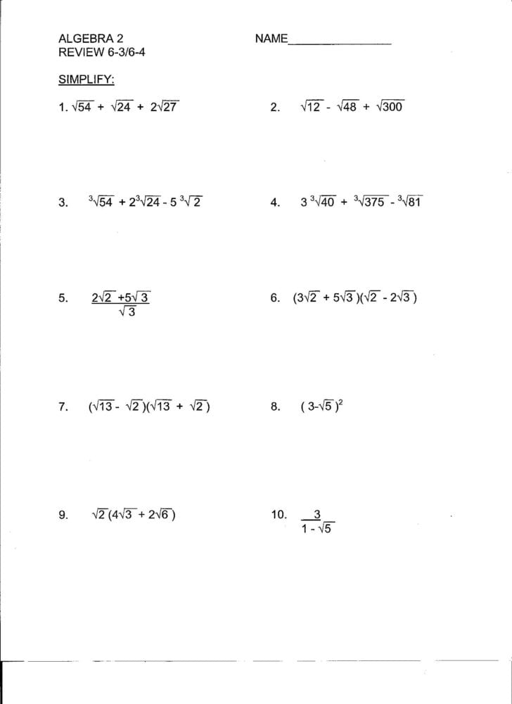 College Algebra Worksheets — db-excel.com