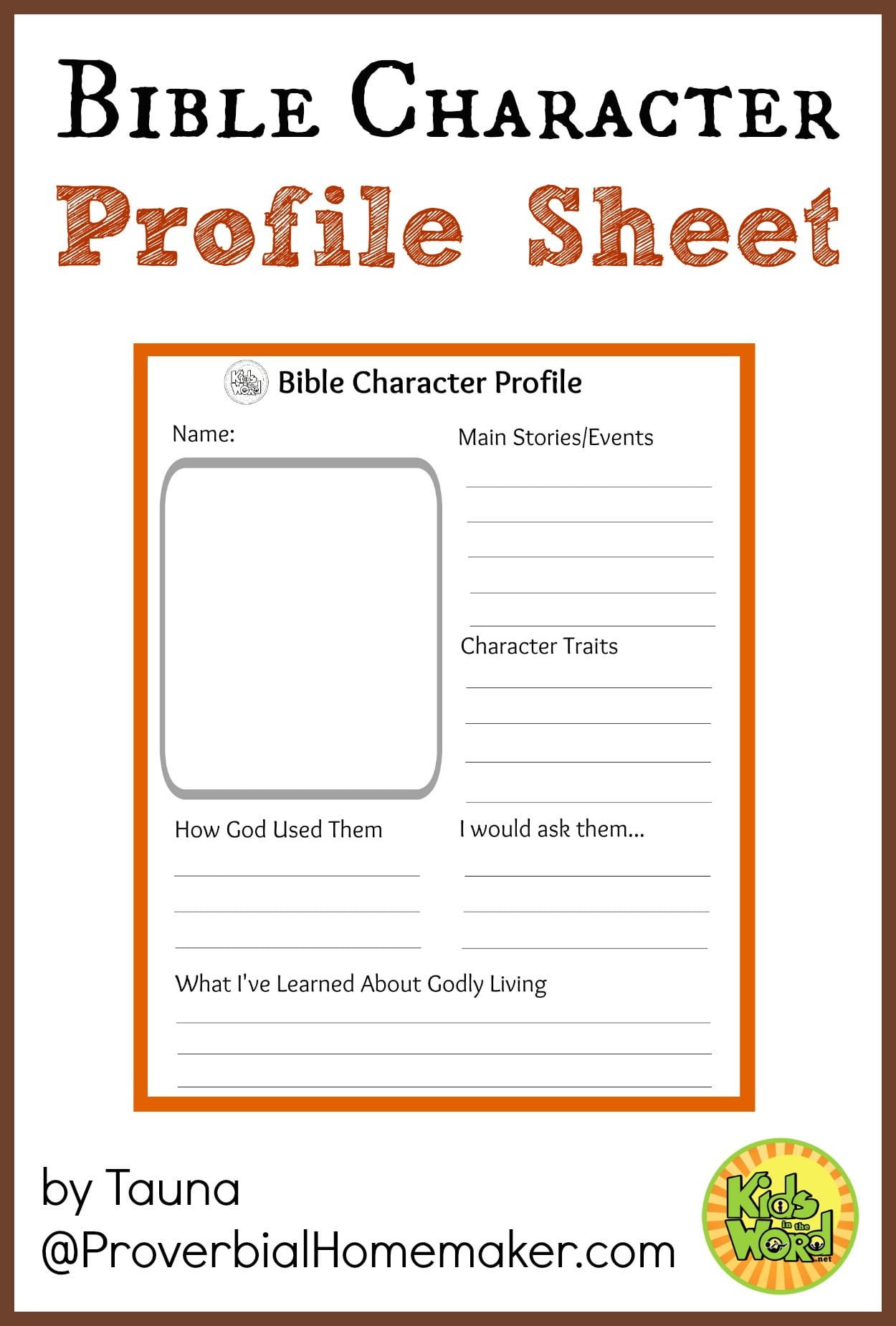 Bible Character Profile Sheet