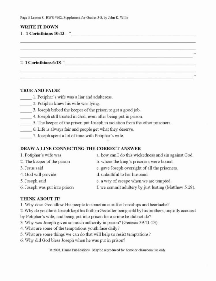 Bible Study Worksheets For Adults Inspirational Free