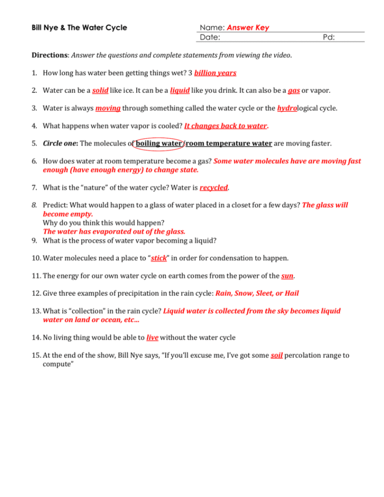 Bill Nye And The Ter Cycle Handout Bill Nye And The Ter Cycle Handout