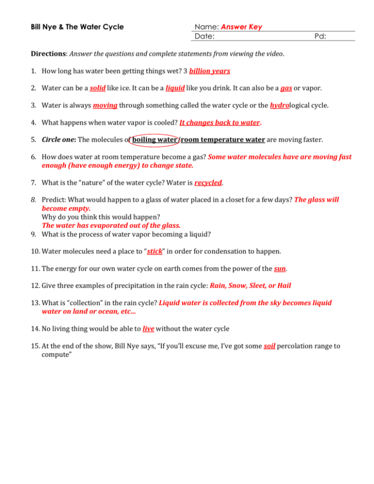 Bill Nye Forests Video Worksheet Answers