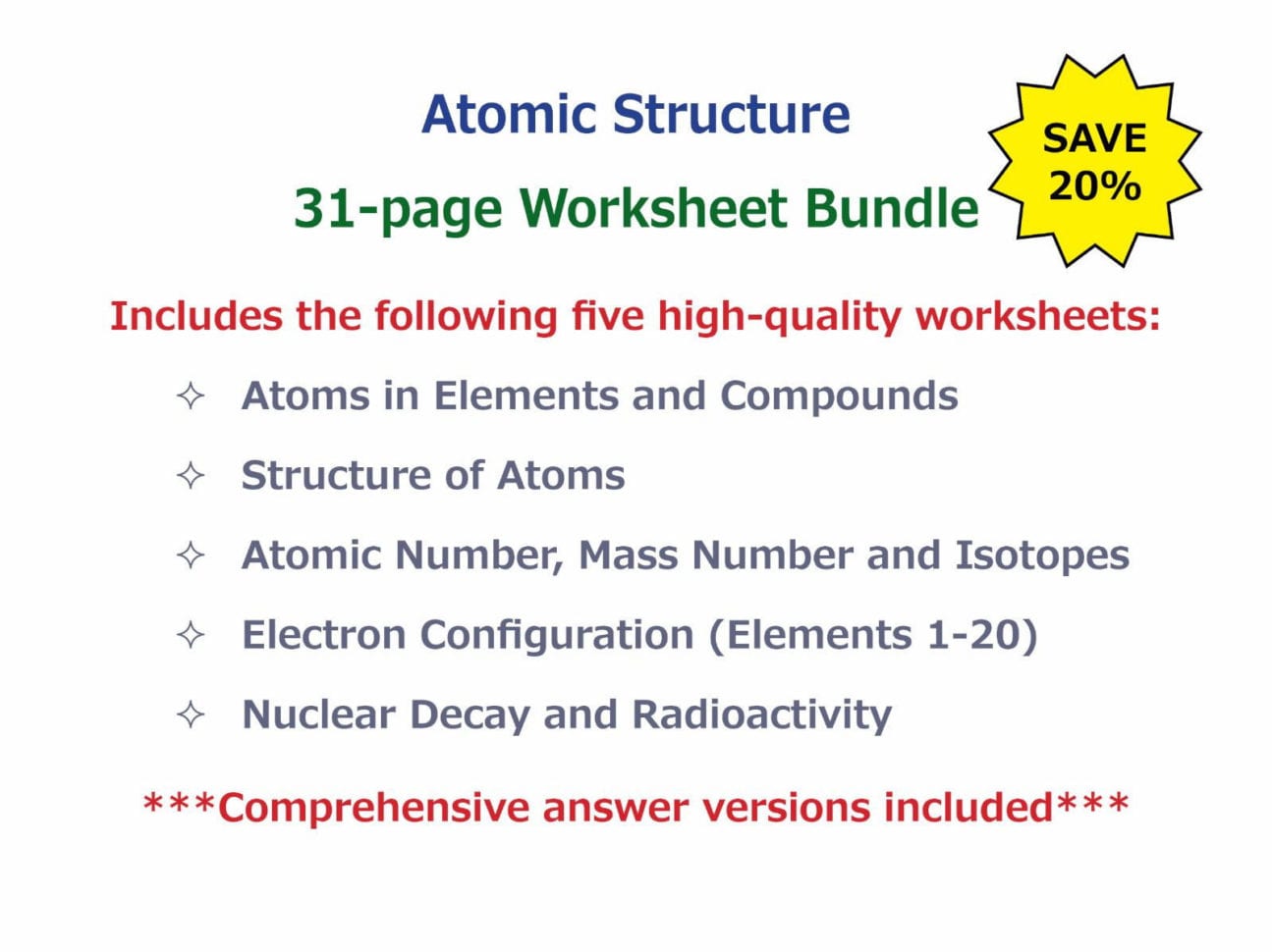 Bill Nye Video Worksheets  Complete 20 Video Worksheet