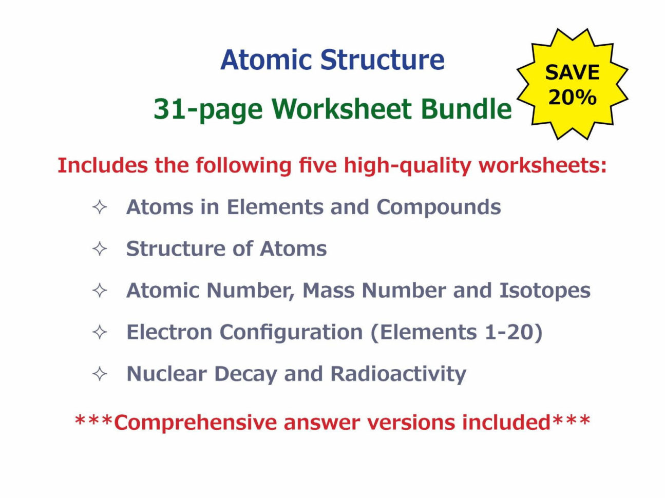 Bill Nye Video Worksheets  Complete 20 Video Worksheet