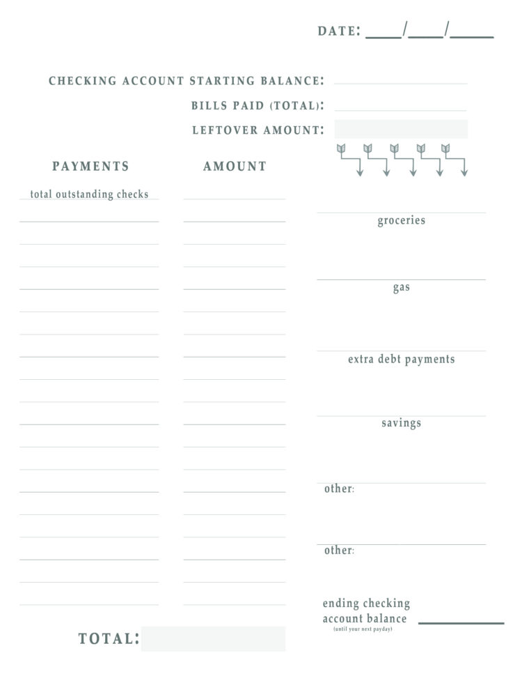 Bill Pay Worksheet Free Printable