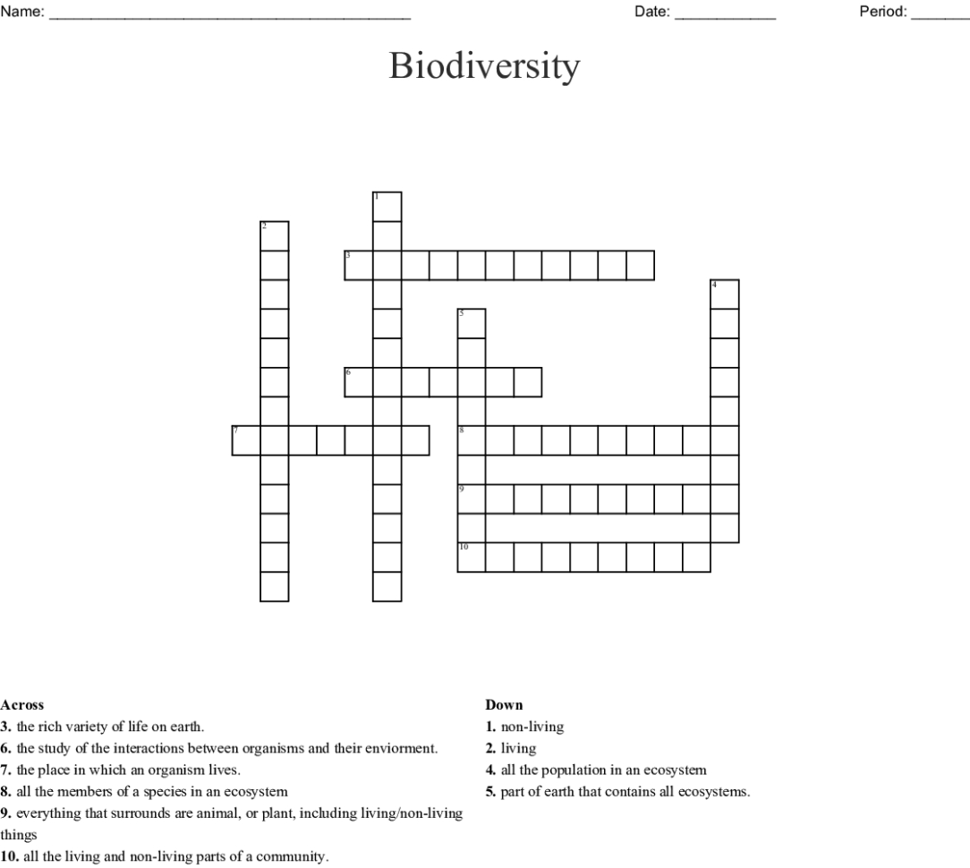 Biodiversity Word Search  Word