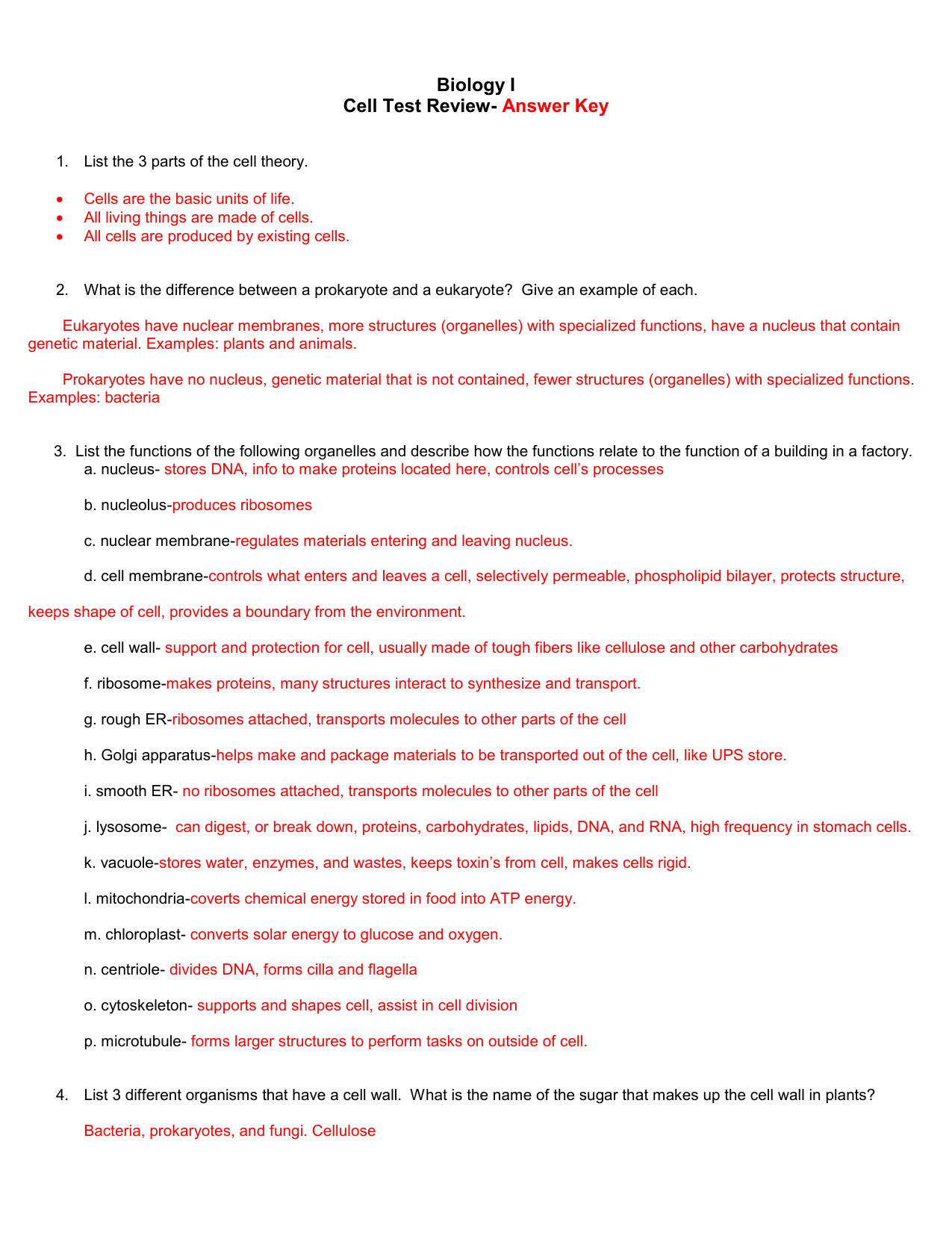 Biology I Cell Test Review Answer Key List The 3 Parts Of — db-excel.com