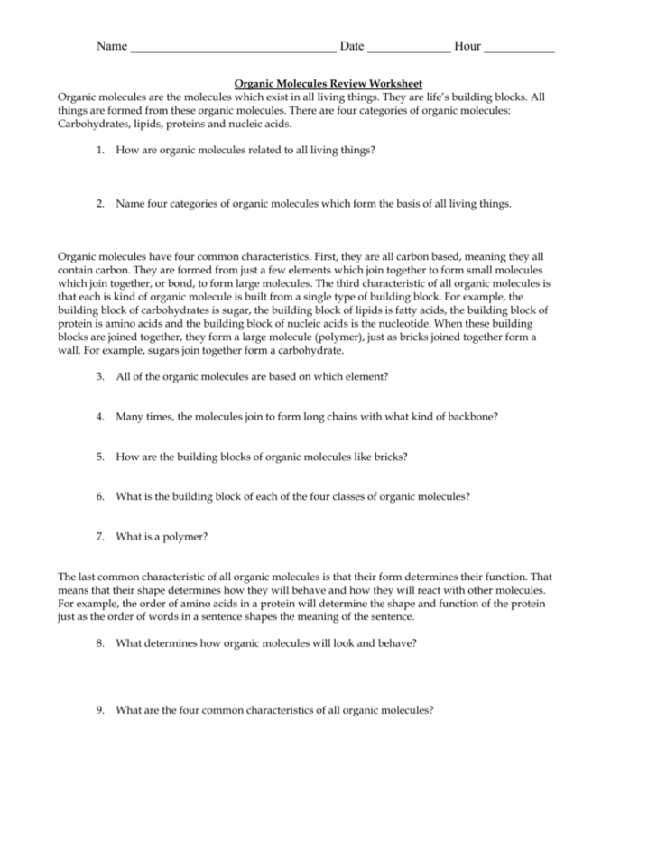 Biomolecules Worksheet Answers — db-excel.com