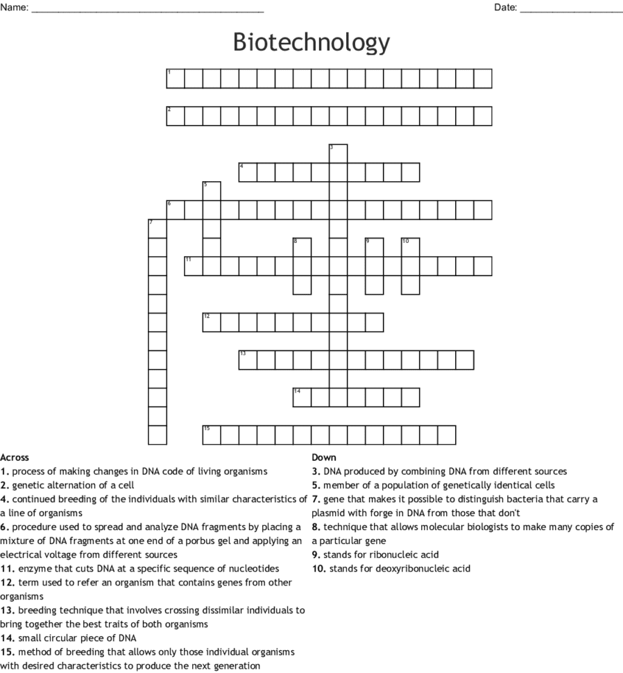 Biotechnology Crossword  Word