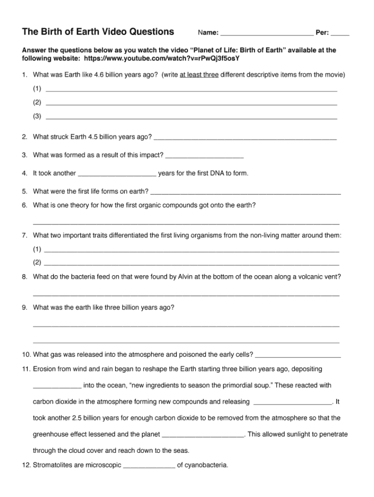 Planet Earth Ocean Deep Worksheet
