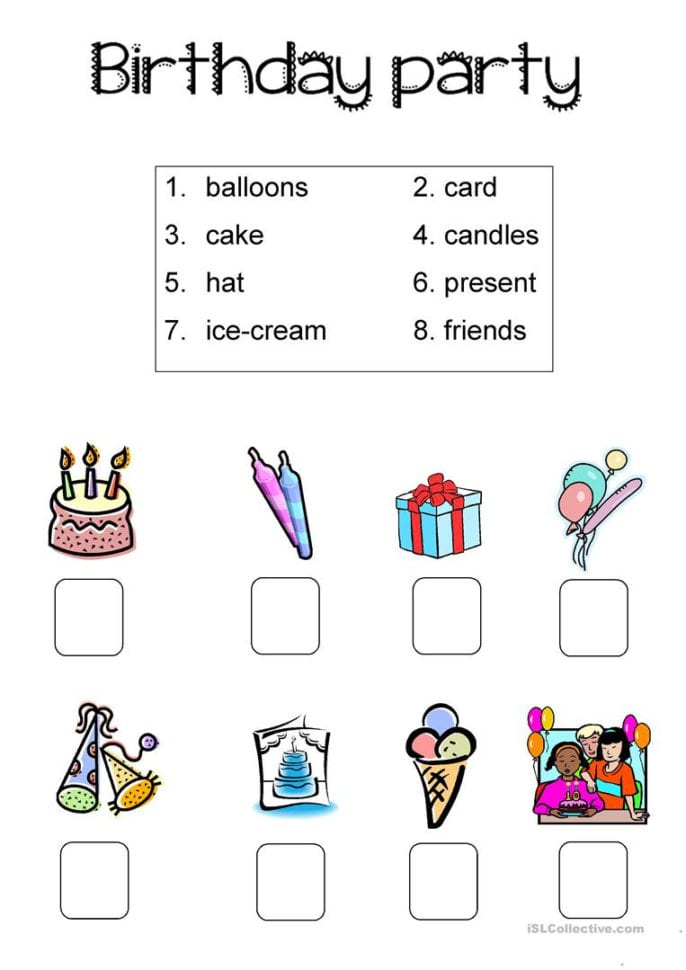 Birthday Party Simple Worksheet  English Esl Worksheets