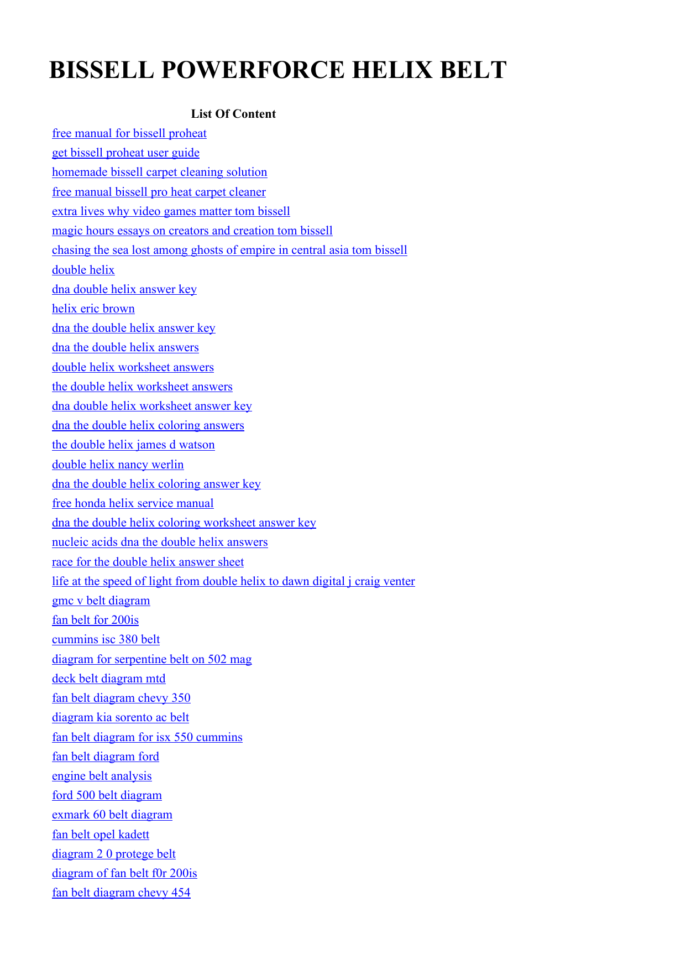 Bissell Powerforce Helix Belt  Manualzz