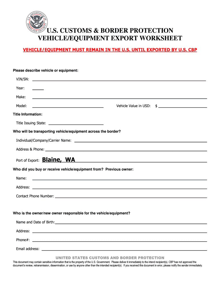 Blaine Ofoexportdhs  Fill Online Printable Fillable