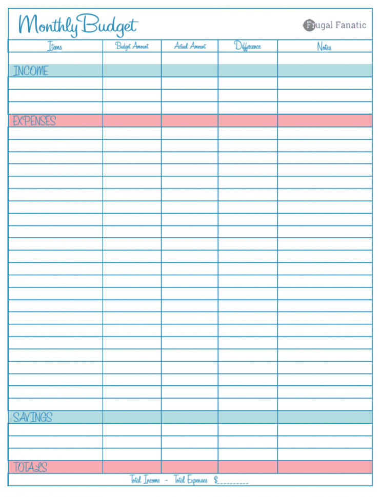 Blank Monthly Budget Worksheet  Frugal Fanatic