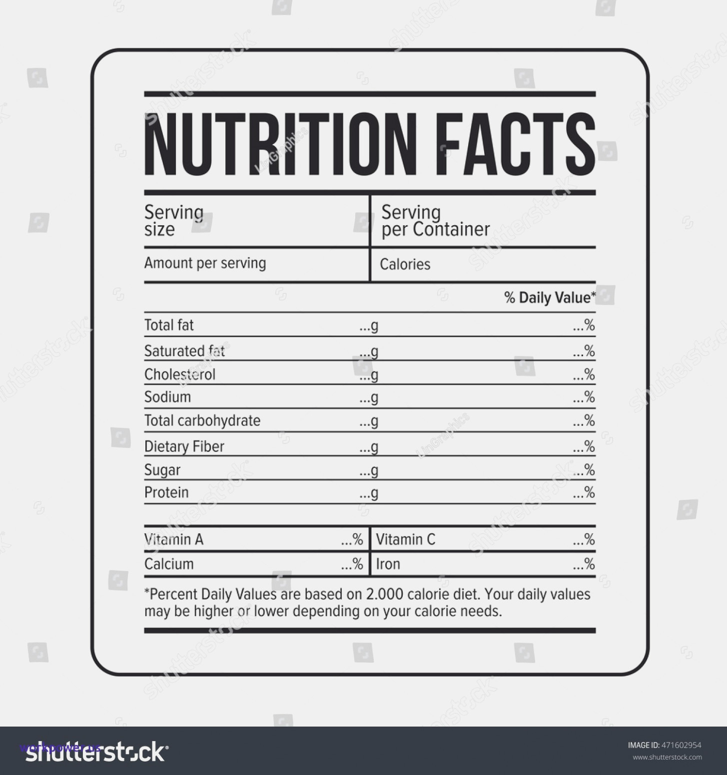 Blank Nutrition Label Worksheet  Netvs