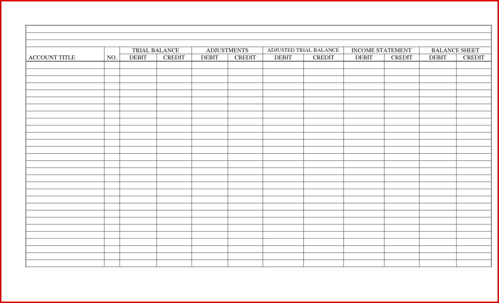 Blank Spreadsheet Free  Pdf Printable S