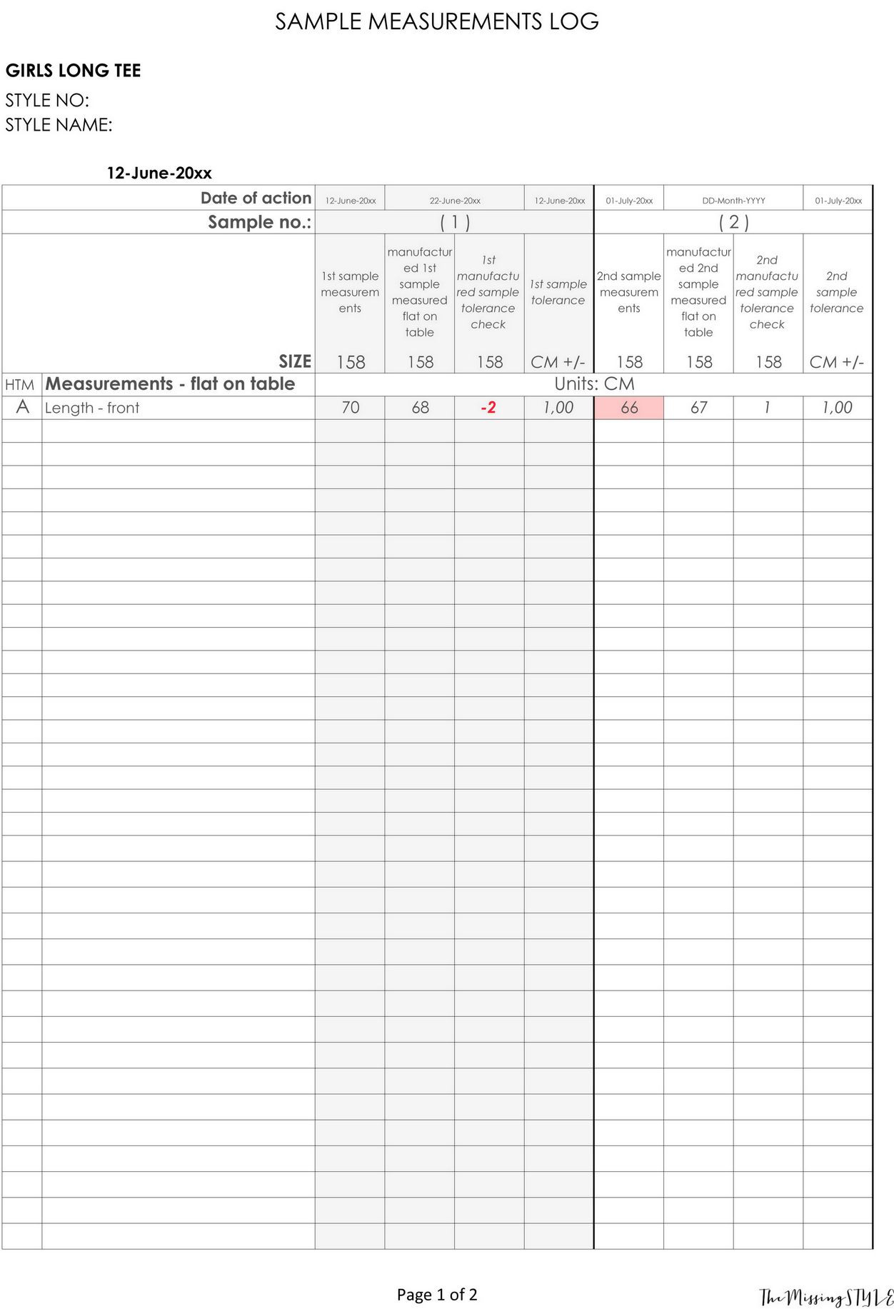 Blank Tape Measure Worksheet