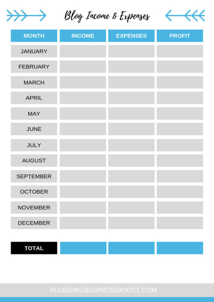 Blog Income And Expenses Worksheet