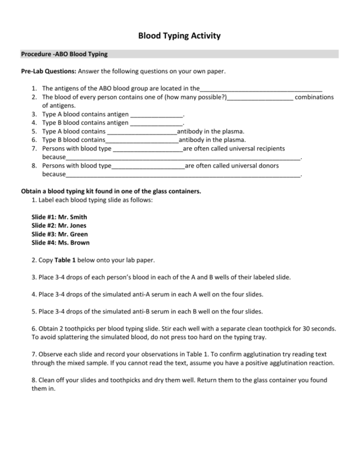 Pre Lab Activity Worksheet Answers