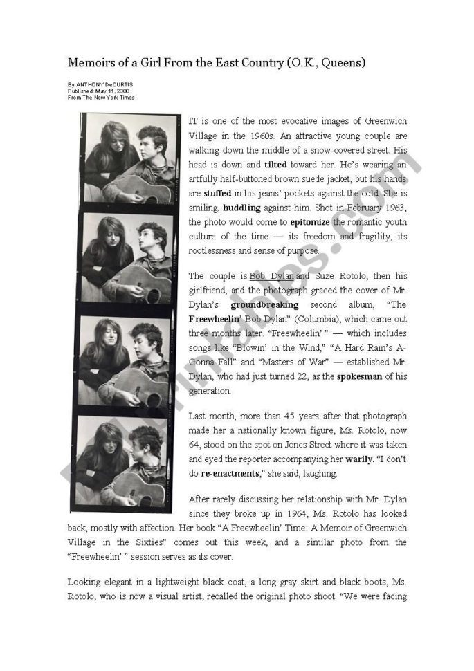 Bob Dylan Order Of Adjectives  Esl Worksheetpaulaazevedo1