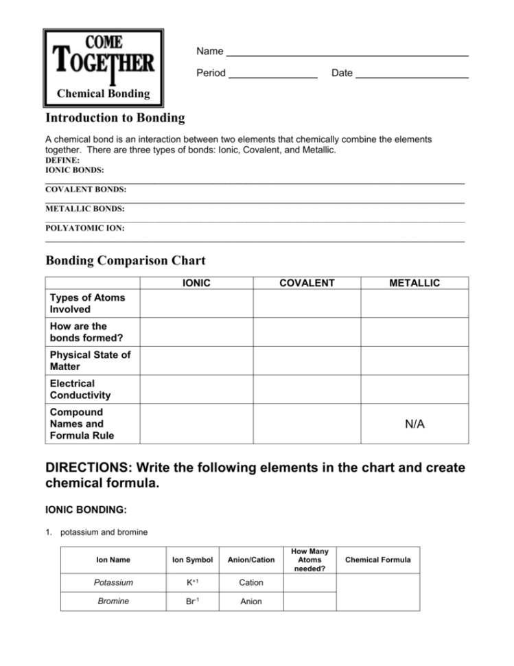 Bonding Worksheet