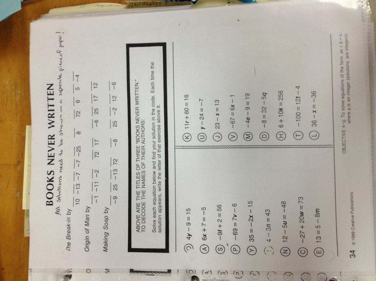Books Never Written Math Worksheet Answers Take A Breather