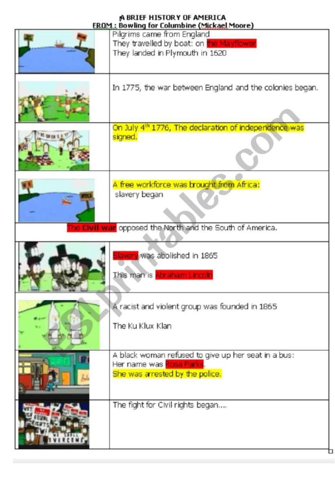 Bowling For Columbine Answer Key  Esl Worksheetlud59