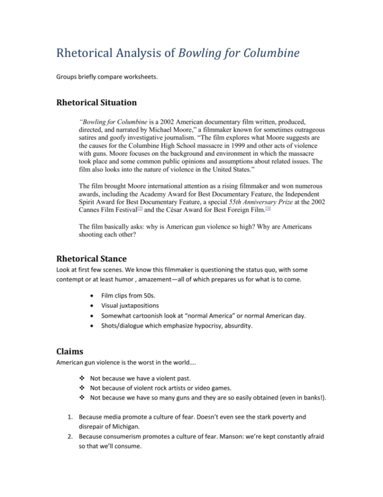 Bowling For Columbine Notes