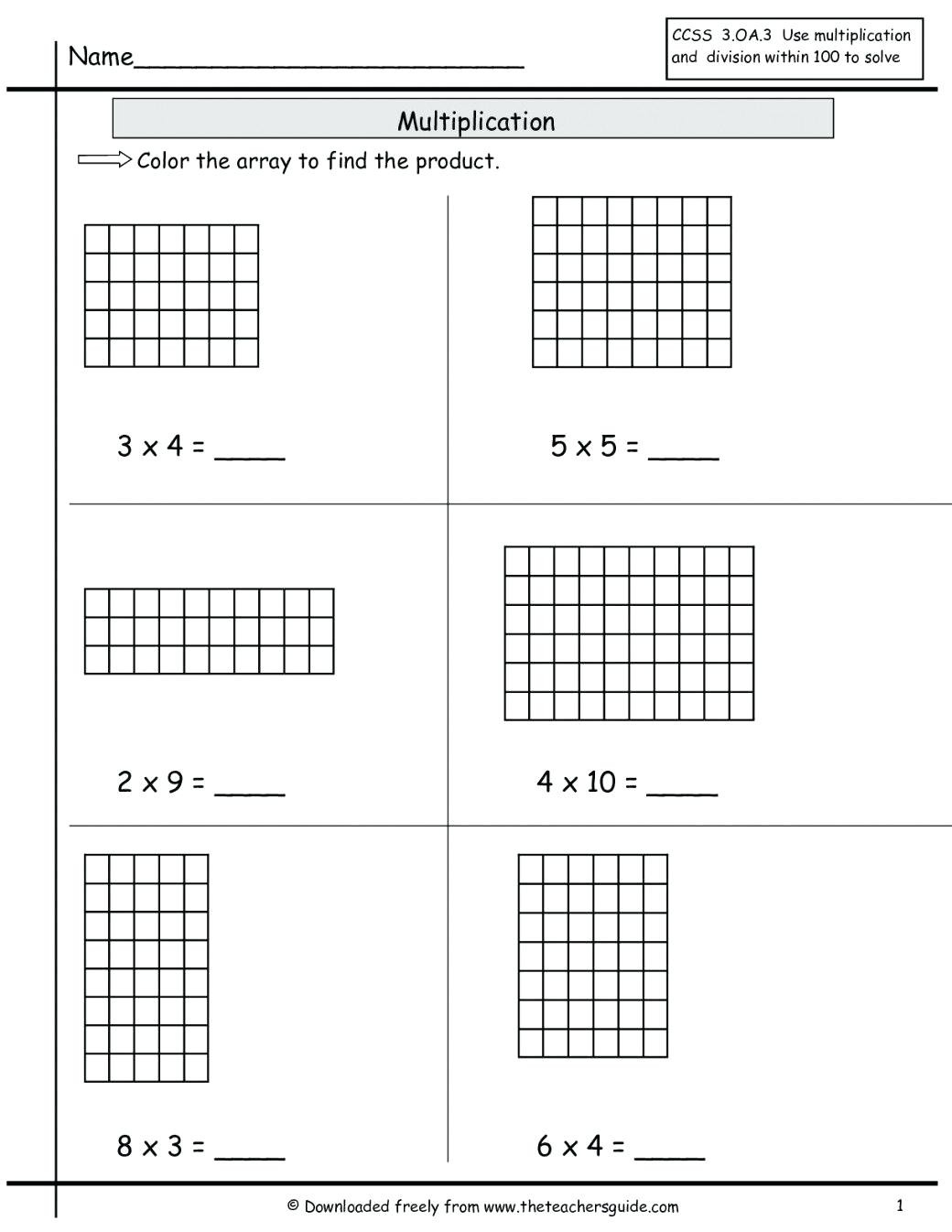 Multiplication With Boxes Worksheet
