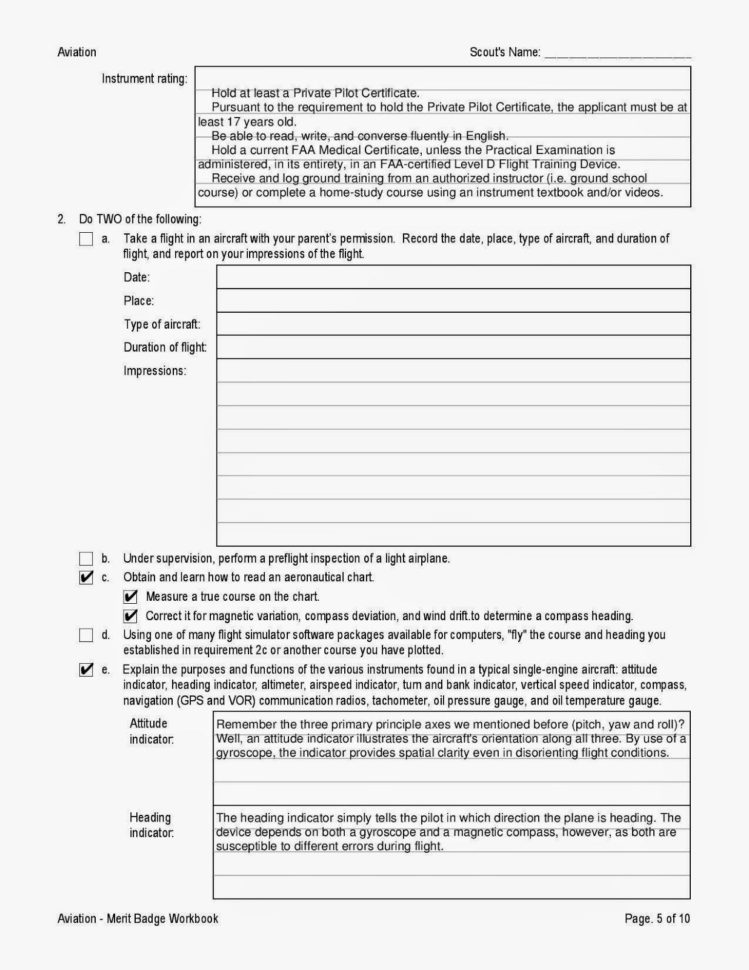 Boy Scout Cooking Merit Badge Worksheet
