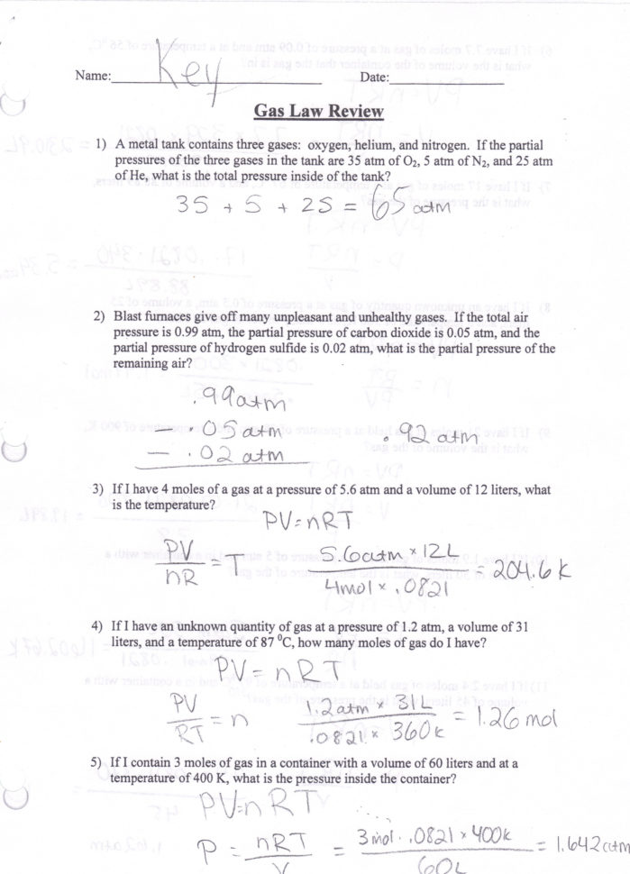 Boyles And Charles Law Worksheet Answers Gas Law Worksheet — db-excel.com