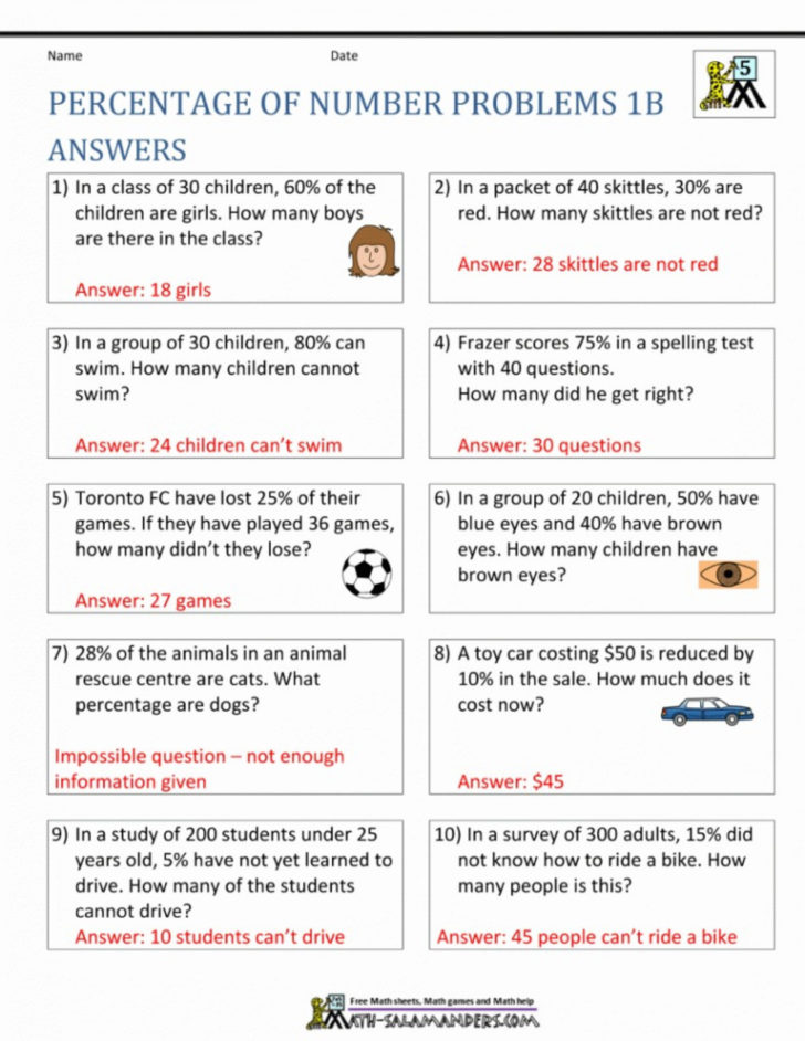 Percentage Worksheets For Grade 6