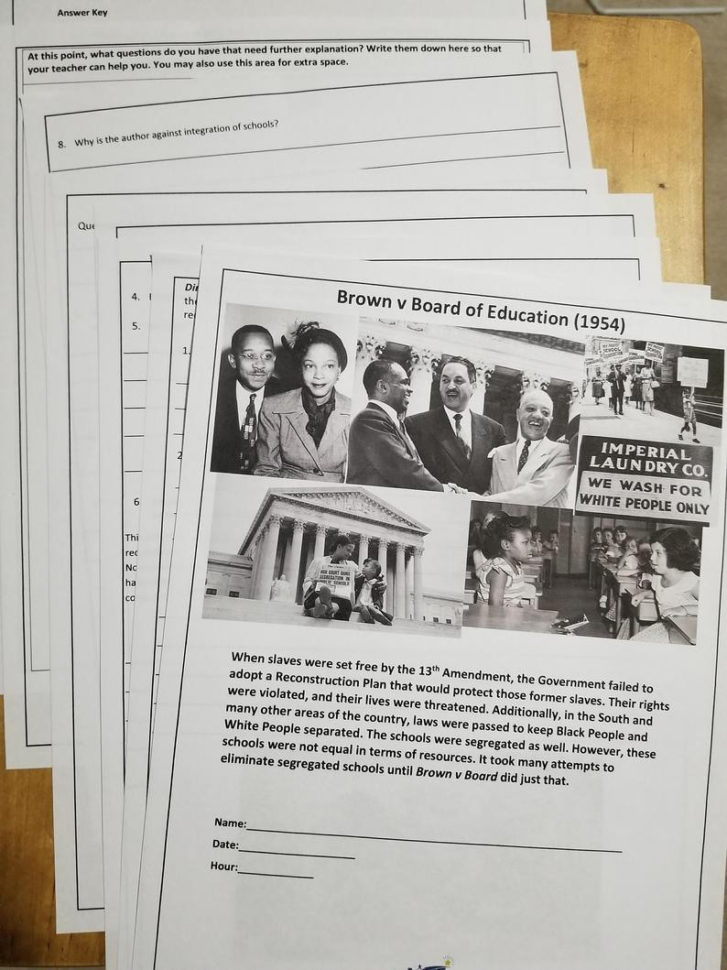 Brown V Board Of Education Worksheet Accompanies Vision Chasers Youtube  Video Lesson